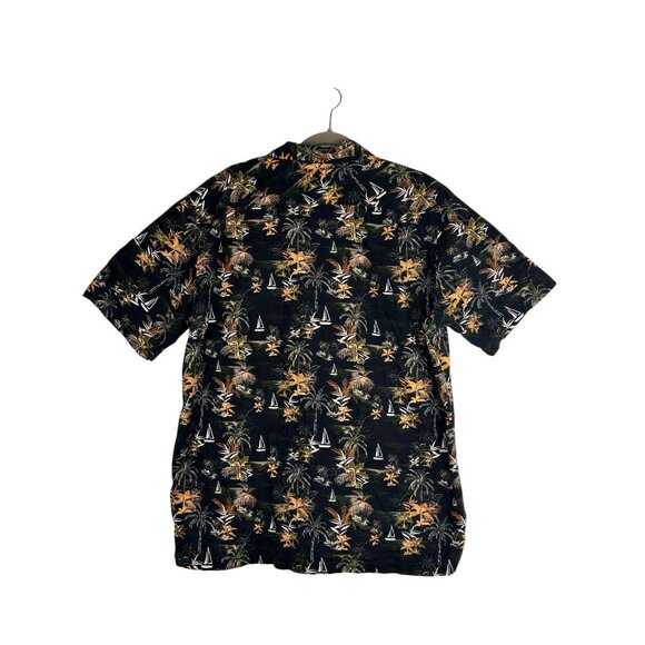 R-Options Men's Hawaiian Style Black Tropical Button-Up Shirt XL 100% Cotton - Picture 2 of 11